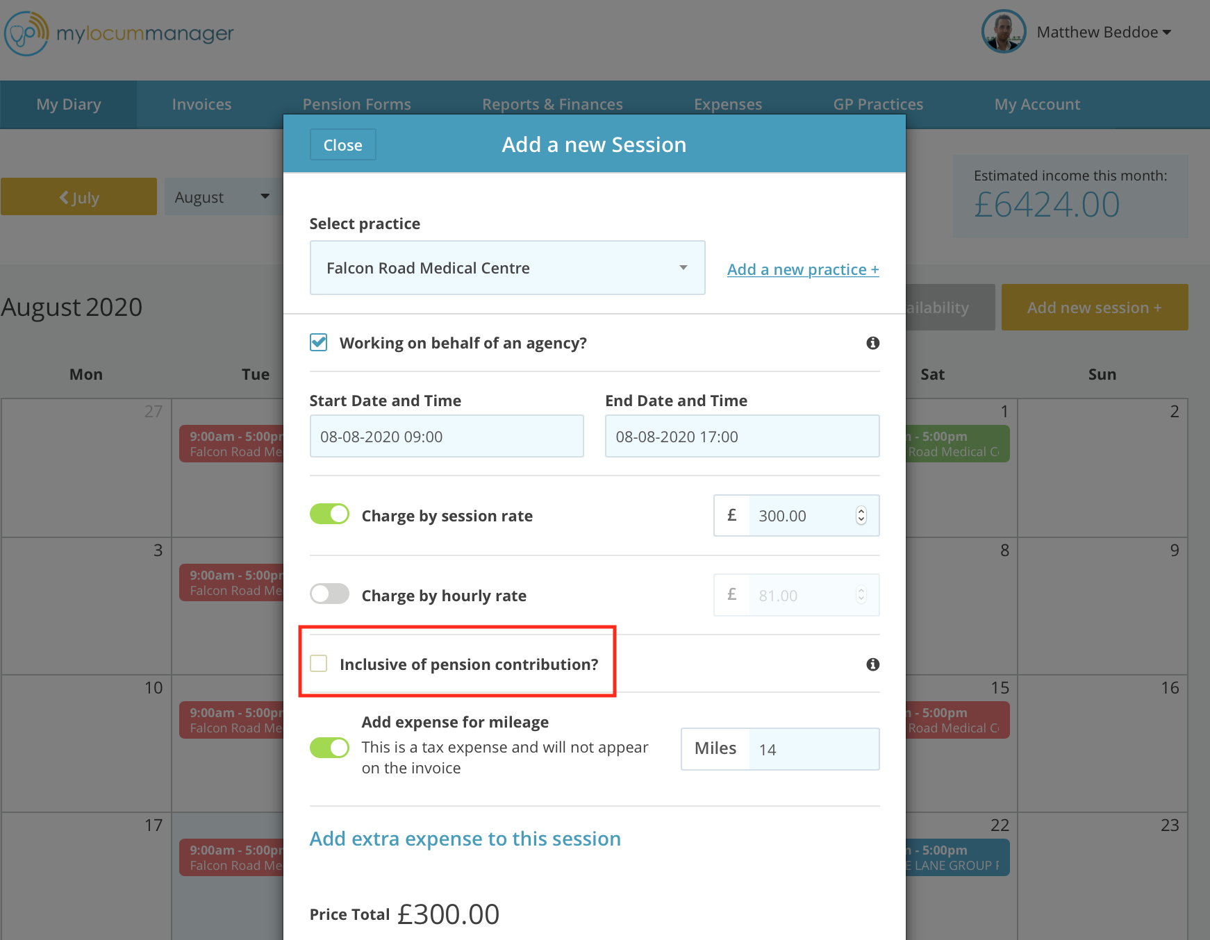 Sessions Inclusive Of Pension Contributions – My Locum Manager
