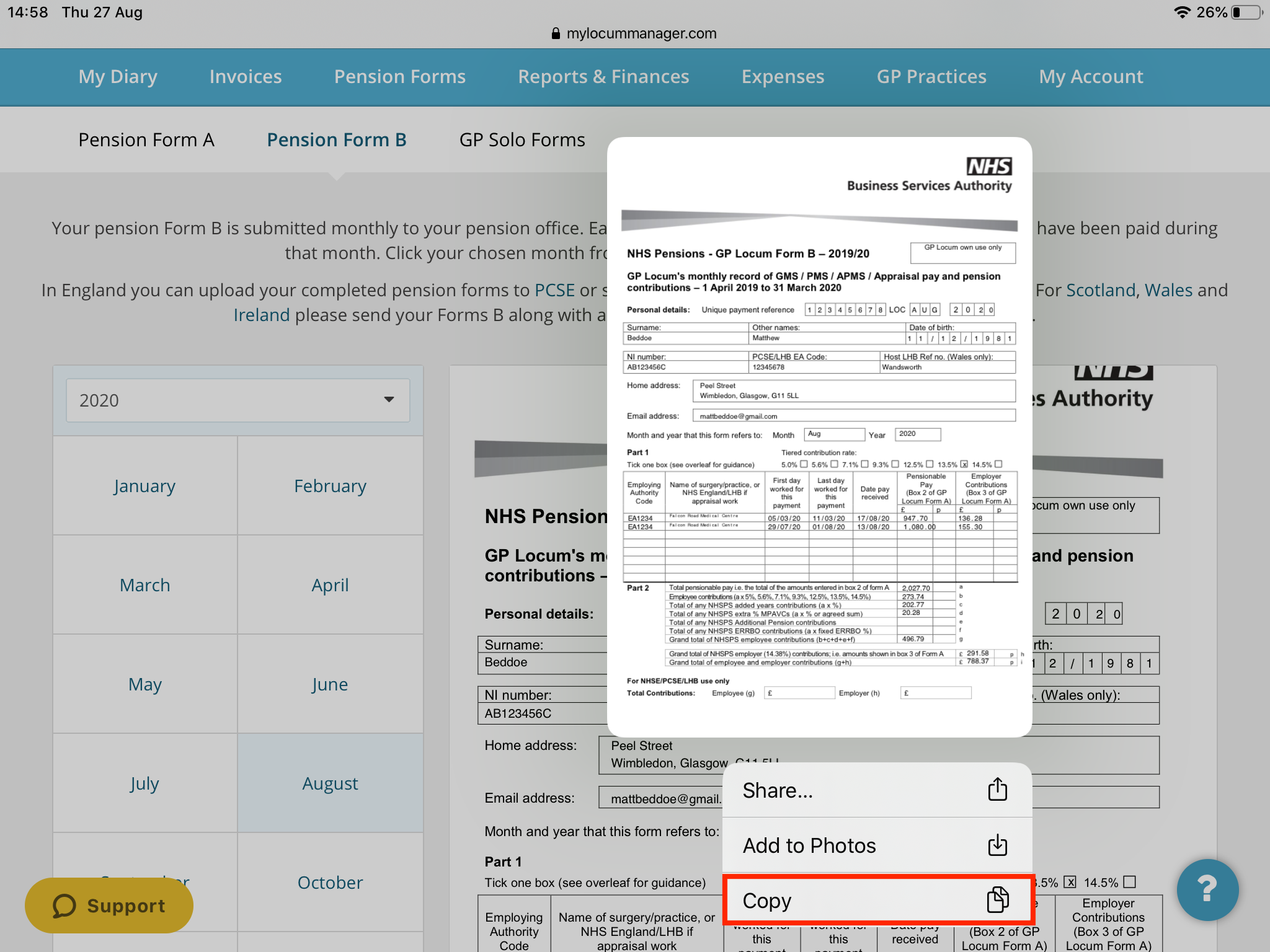 Printing Form B On IOS – My Locum Manager